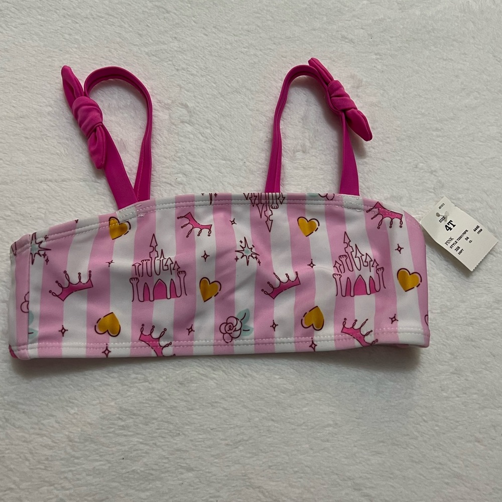 Pink Princess Bikini Top (Size 4T)